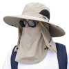Unisex Sun Hat 360 Protection Removable Face Neck Flap Adjustable One Size Breathable Beige for Hiking Fishing Garden Work