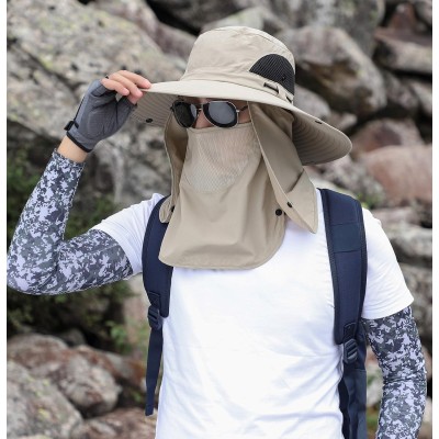 Unisex beige sun hat with 360 protection, removable face and neck flap