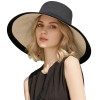 Women’s Reversible Wide Brim Bucket Sun Hat UPF 50+ Wired Edge Beach Gardening Summer Hat Black Beige