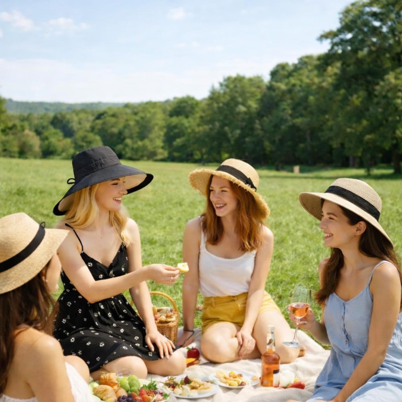 Women's Reversible Wide Brim Bucket Sun Hat UPF 50+ Women's reversible wide brim bucket sun hat UPF 50+ black beige for beach gardening
