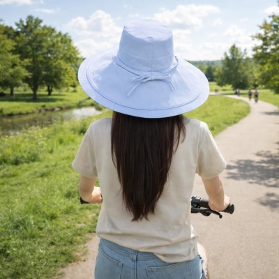 Reversible UPF50+ Wide Brim Sun Hat Blue Beige Women's Reversible UPF50+ Wide Brim Sun Hat Blue Beige for Beach and Gardening