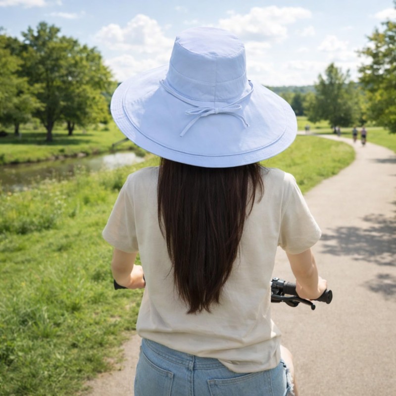 Reversible UPF50+ Wide Brim Sun Hat Blue Beige Women's Reversible UPF50+ Wide Brim Sun Hat Blue Beige for Beach and Gardening