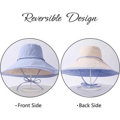 Reversible UPF50+ Wide Brim Sun Hat Blue Beige Women's Reversible UPF50+ Wide Brim Sun Hat Blue Beige for Beach and Gardening