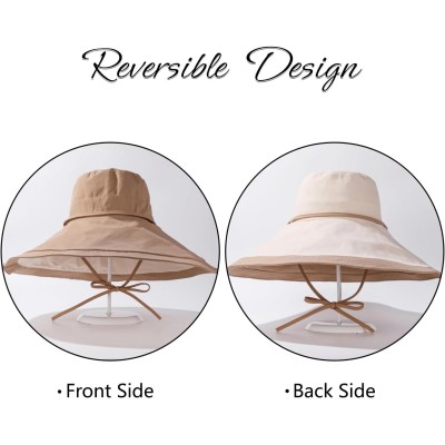 Women's Reversible Wide Brim Sun Hat UPF 50+ Khaki Beige Women's khaki beige reversible wide brim sun hat with UPF 50+ protection