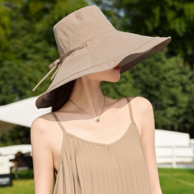 Women's Reversible Wide Brim Sun Hat UPF 50+ Khaki Beige Women's khaki beige reversible wide brim sun hat with UPF 50+ protection