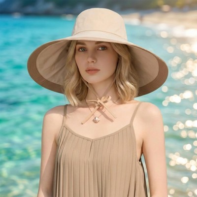 Women's Reversible Wide Brim Sun Hat UPF 50+ Khaki Beige Women's khaki beige reversible wide brim sun hat with UPF 50+ protection
