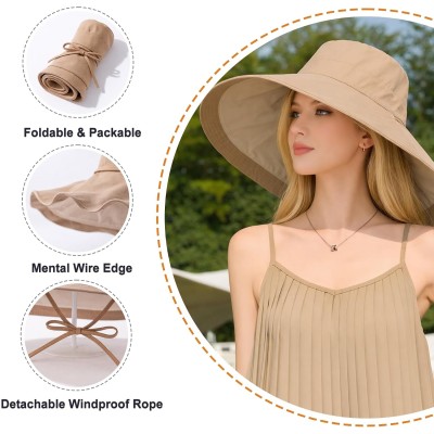 Women's Reversible Wide Brim Sun Hat UPF 50+ Khaki Beige Women's khaki beige reversible wide brim sun hat with UPF 50+ protection