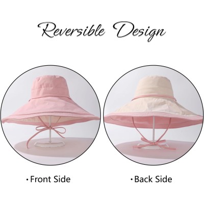 Reversible UPF 50+ Wide Brim Sun Hat Pink Beige Women's reversible wide brim sun hat UPF 50+ pink beige for beach and gardening