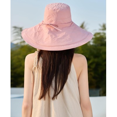 Reversible UPF 50+ Wide Brim Sun Hat Pink Beige Women's reversible wide brim sun hat UPF 50+ pink beige for beach and gardening