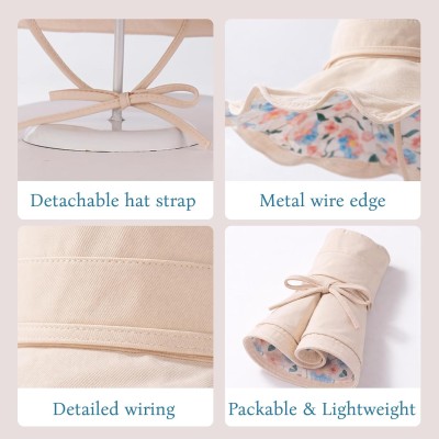 Women's Reversible Wide Brim Sun Hat - Beige - UPF 50+ Women's Reversible Wide Brim Sun Hat Beige UPF 50+