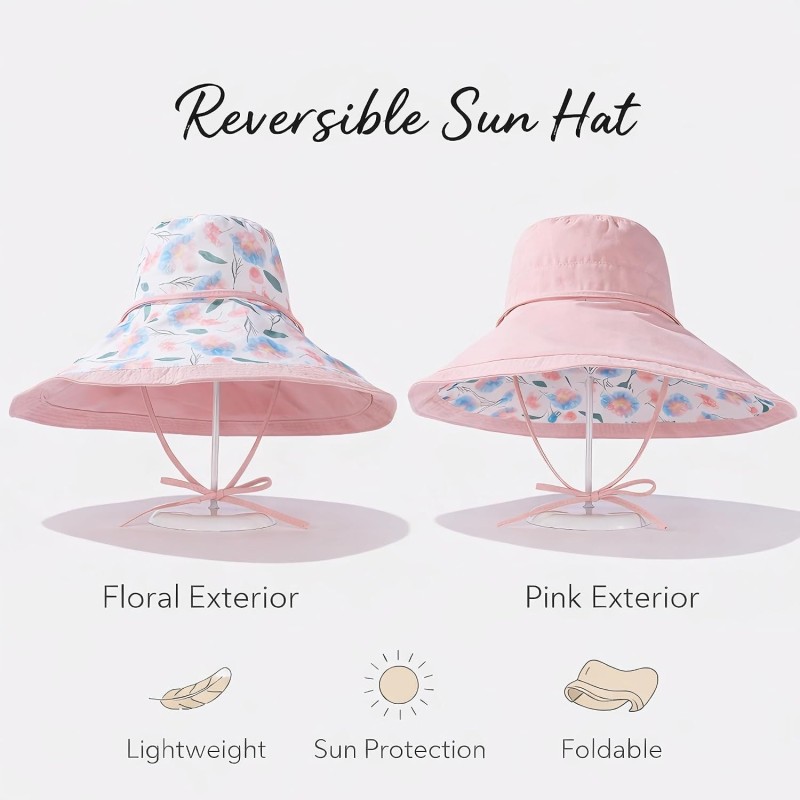 Women's Reversible Wide Brim Bucket Hat UPF 50+ with Wire Edge Women's Reversible Wide Brim Bucket Hat UPF 50+ in beige color with wire edge showing front view