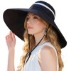 Women’s 2-in-1 Wide Brim UV Protection Bucket Sun Hat, Detachable Crown for Hiking Garden Safari, Black