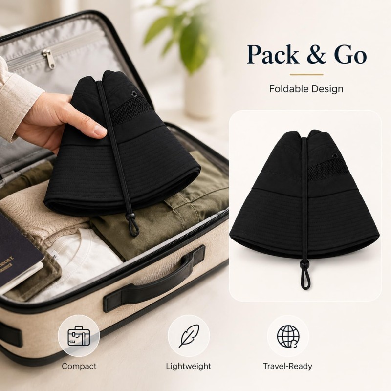 Wide Brim Sun Hat UV Protection Packable Outdoor Hat Wide brim sun hat for men and women with UV protection, packable design