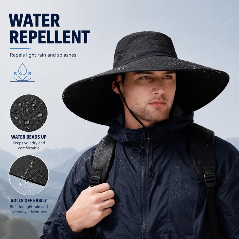 Wide Brim Sun Hat UV Protection Packable Outdoor Hat Wide brim sun hat for men and women with UV protection, packable design