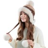 Women’s Winter Peruvian Patterned Sherpa Lined Knit Beanie Ponytail Ear Flap Ski Warm Hat