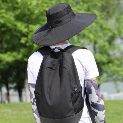 UPF50+ Wide Brim Sun Hat Adjustable Bucket Hat UPF50+ wide brim sun hat for men women, black bucket style