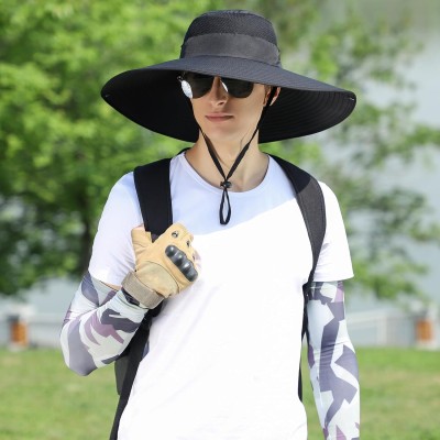 UPF50+ Wide Brim Sun Hat Adjustable Bucket Hat UPF50+ wide brim sun hat for men women, black bucket style