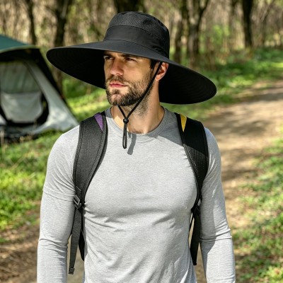 UPF50+ Wide Brim Sun Hat Adjustable Bucket Hat UPF50+ wide brim sun hat for men women, black bucket style