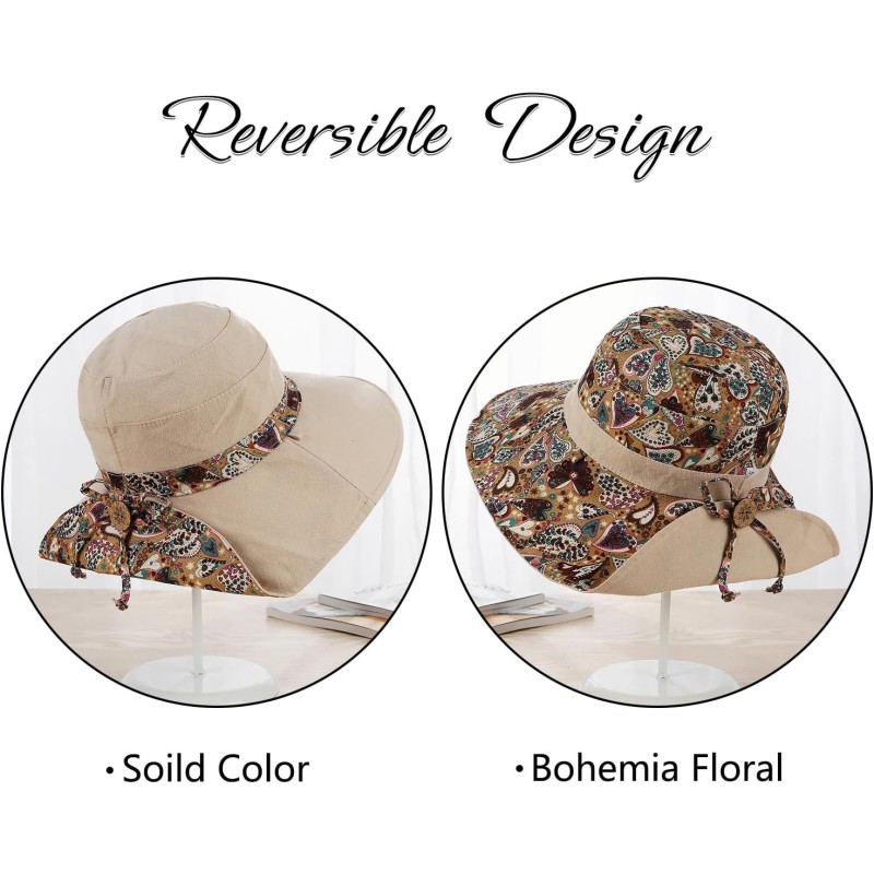 Reversible Bohemian Bucket Sun Hat UPF50+ Sun Hat Women’s Reversible Bohemian Bucket Sun Hat with UPF50+ UV Protection