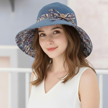 Women's Reversible Bohemian Wide Brim Sun Hat UPF50+ Beach Hiking Travel Bucket Hat One Size Women's Reversible Bohemian Wide Brim Sun Hat UPF50+ Beach Hiking Travel Bucket Hat One Size