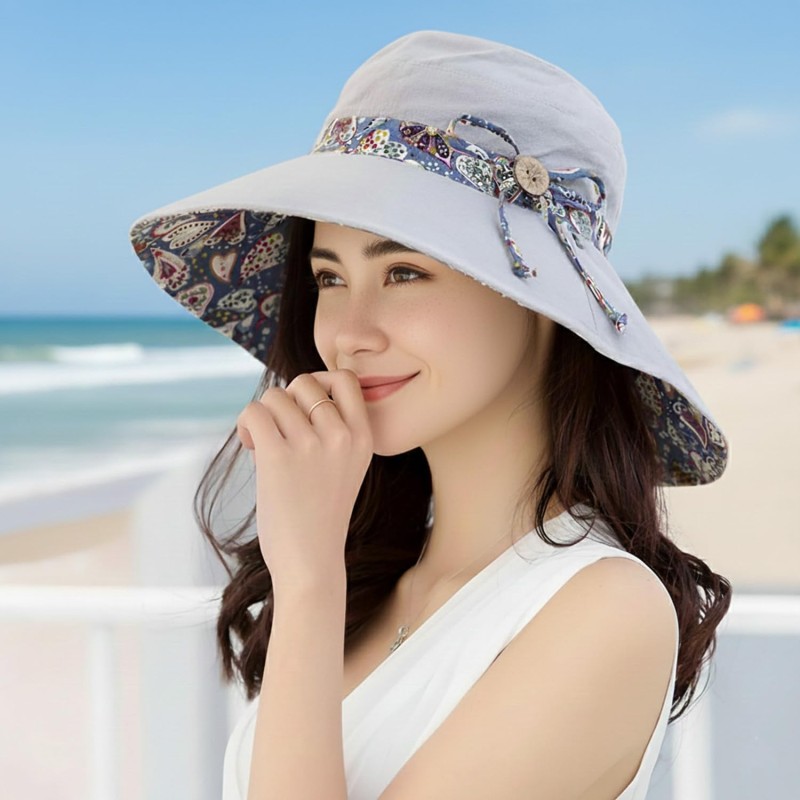 Women's Reversible UPF50+ Wide Brim Sun Hat Women's reversible wide brim UPF50+ sun hat bohemian beach hiking bucket hat