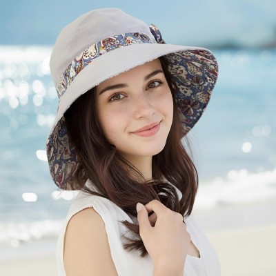 Women's Reversible UPF50+ Wide Brim Sun Hat Women's reversible wide brim UPF50+ sun hat bohemian beach hiking bucket hat