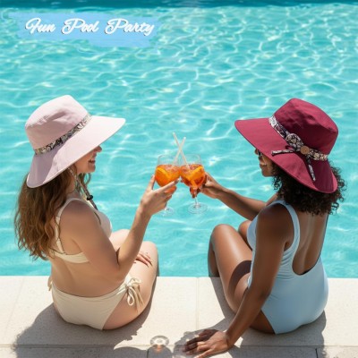 Reversible Bohemian Wide Brim Sun Hat UPF50+ UV Protection Women's reversible bohemian wide brim sun hat with UPF50+ UV protection for outdoor activities