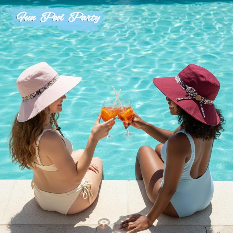 Reversible Bohemian Wide Brim Sun Hat UPF50+ UV Protection Women's reversible bohemian wide brim sun hat with UPF50+ UV protection for outdoor activities