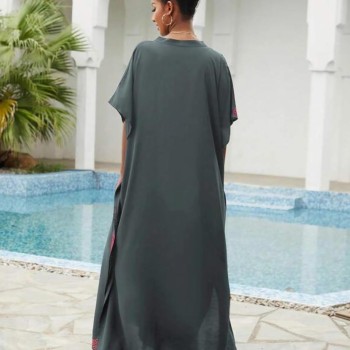 Bohemian Floral Kaftan Cover-Up – Plus Size Beach Dress Bohemian Floral Kaftan Cover-Up – Plus Size Beach Dress