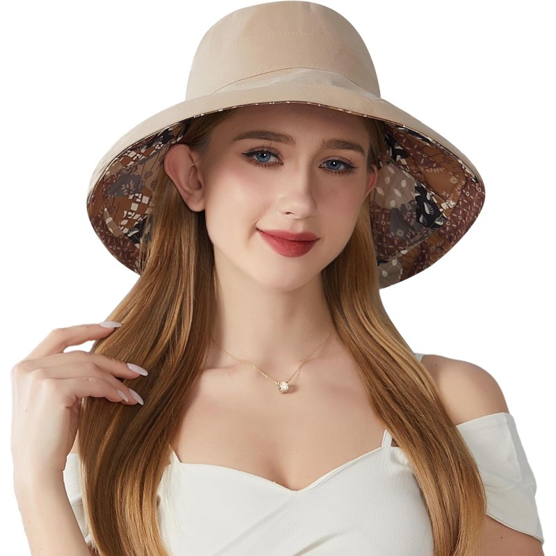 Women’s Reversible Bohemian Wide Brim Sun Hat UPF50+ Women's Reversible Bohemian Wide Brim UPF50+ Sun Hat for Hiking Beach Travel