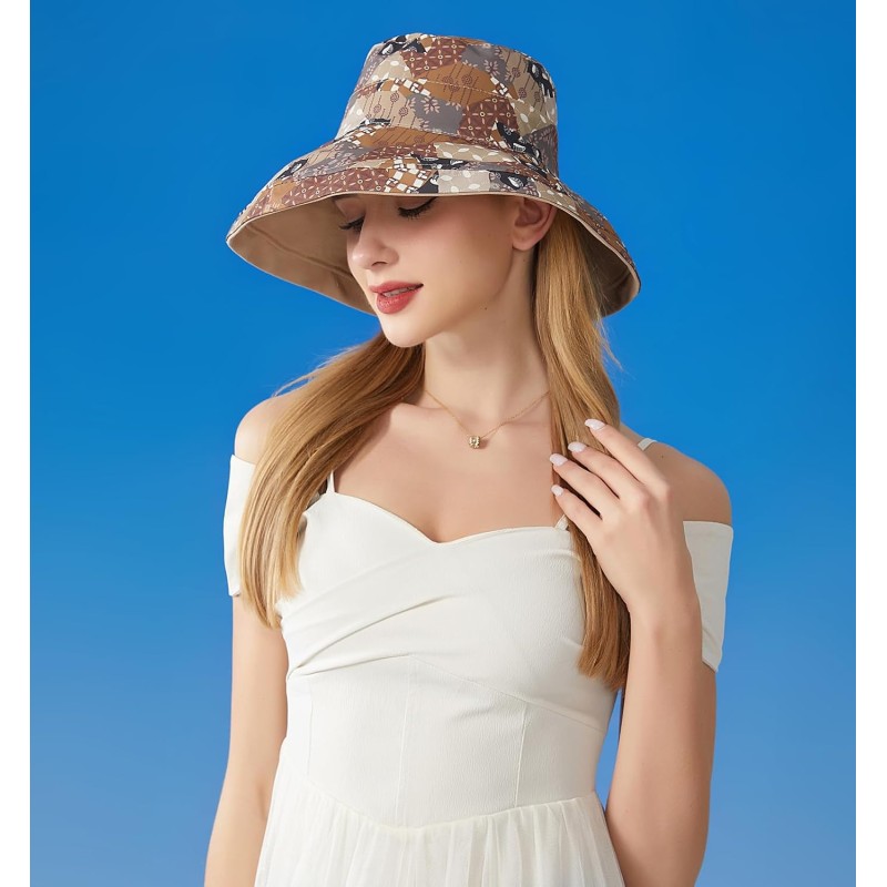 Women’s Reversible Bohemian Wide Brim Sun Hat UPF50+ Women's Reversible Bohemian Wide Brim UPF50+ Sun Hat for Hiking Beach Travel