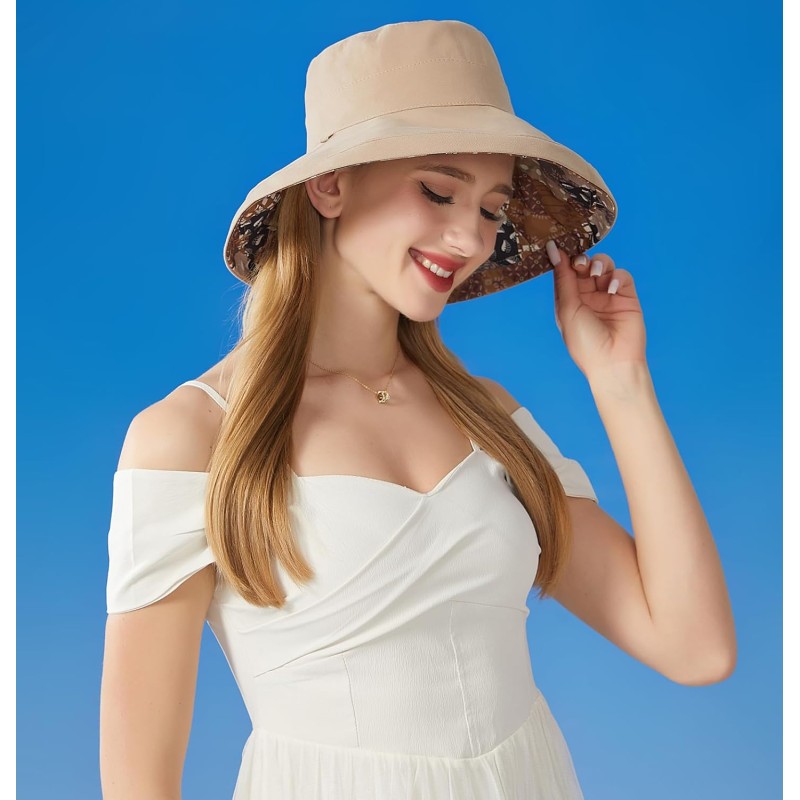 Women’s Reversible Bohemian Wide Brim Sun Hat UPF50+ Women's Reversible Bohemian Wide Brim UPF50+ Sun Hat for Hiking Beach Travel