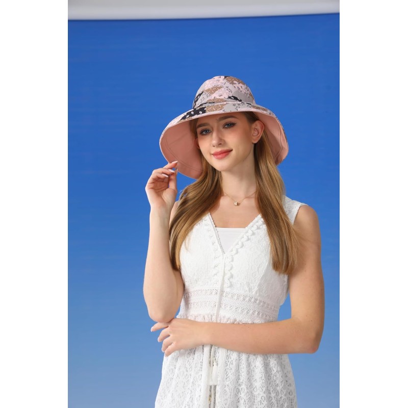 Reversible Wide Brim UPF50+ Sun Hat for Outdoor Use Women’s Reversible UPF50+ Bohemian Bucket Sun Hat