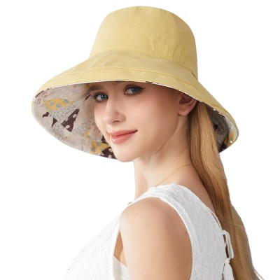 Women’s Reversible Wide Brim Sun Hat UPF50+ Bohemian Bucket Hat Women’s reversible wide brim sun hat with UPF50+ protection for hiking, beach, and travel