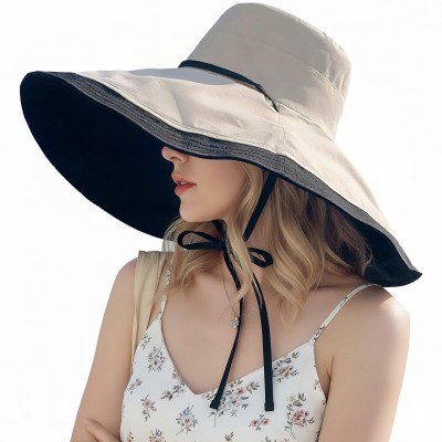 Bohemian Bucket Sun Hat - UPF 50+ Protection Women's reversible bohemian bucket sun hat with UPF 50+ wide brim in neutral tones