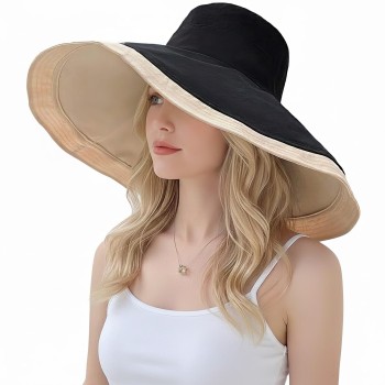 Women's Reversible Wide Brim Sun Hat - UPF 50+ Bohemian Bucket Hat