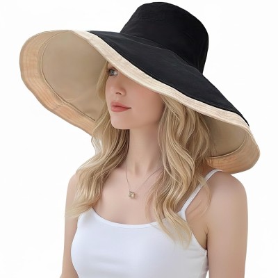 Women's Reversible Wide Brim Sun Hat - UPF 50+ Bohemian Bucket Hat Women's reversible wide brim sun hat with UPF 50+ protection and bohemian style