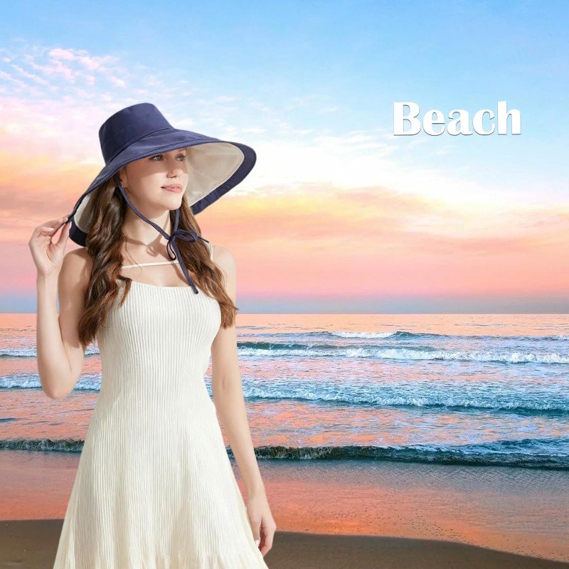 Women's Bohemian Bucket Hat - Reversible Wide Brim Reversible wide brim sun hat for women with UPF 50+ UV protection