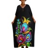 Women’s Plus Size Floral Kaftan Dress Black Eternal Bloom Swim Cover Up Holiday Casual Loose Fit