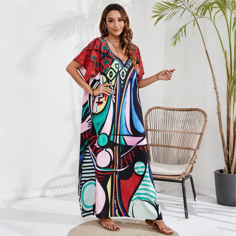 Plus size summer caftan dress for beach and lounge caftan dress as beach cover-up