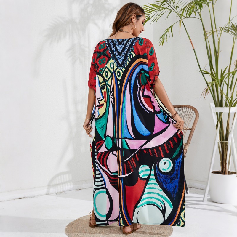 Plus size summer caftan dress for beach and lounge caftan dress as beach cover-up