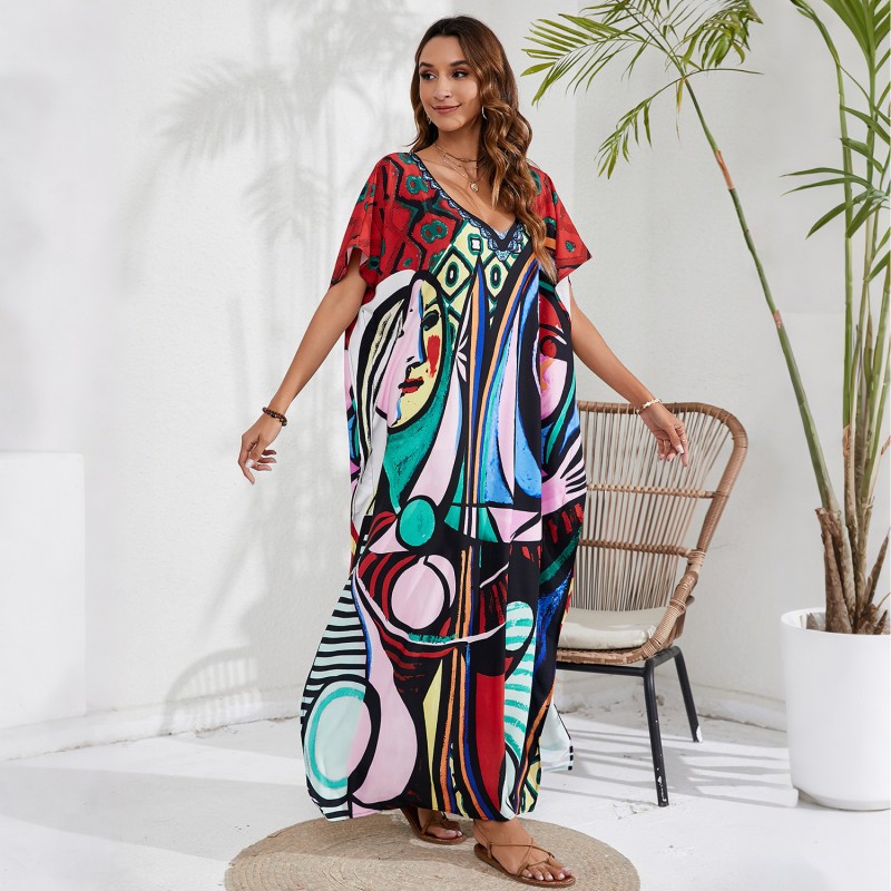 Plus size summer caftan dress for beach and lounge caftan dress as beach cover-up
