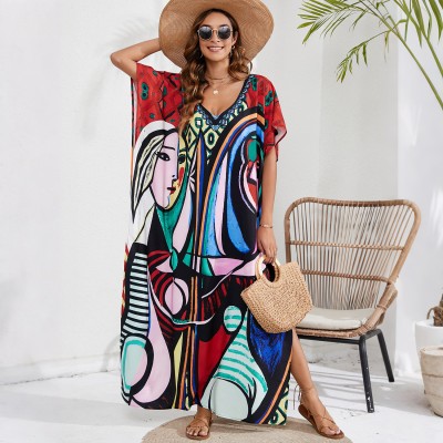 Plus size summer caftan dress for beach and lounge caftan dress as beach cover-up