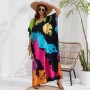 Bohemian Splatter Print Caftan Dress - Plus Size Flowy Beach Cover Up & Loungewear 1D196-23 Bohemian Splatter Print Caftan Dress - Plus Size Flowy Beach Cover Up & Loungewear 1D196-23