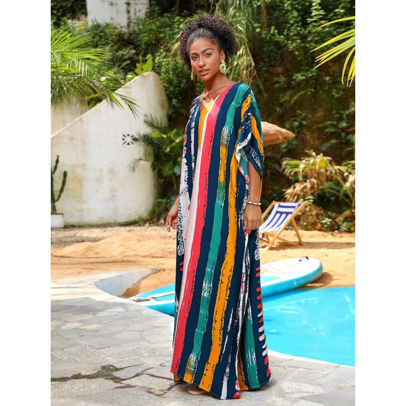 Artistic Daily Wear Cover Up - Bohemian Market Stroll Dress Free-Spirited Loungewear: Batwing Sleeve Resort Dress