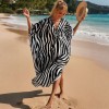 Women's Plus Size Kaftan Dress - Black White Zebra  Beach Cover Up, Loungewear 8772
