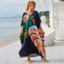 Bohemian Loose Fit Leaf Print Kaftan Dress - Beach Cover Up, Resort Wear & Loungewear 1106-14 Bohemian Loose Fit Leaf Print Kaftan Dress - Beach Cover Up, Resort Wear & Loungewear 1106-14