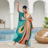 Women's Plus Size Bohemian Floral Kaftan Dress - Beach Cover Up & Loungewear 1126-4