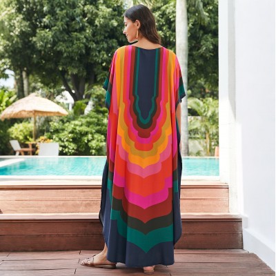 Women's floral print kaftan dress - beach cover up and nightgown Plus size floral bohemian kaftan dress as beach cover up and loungewear