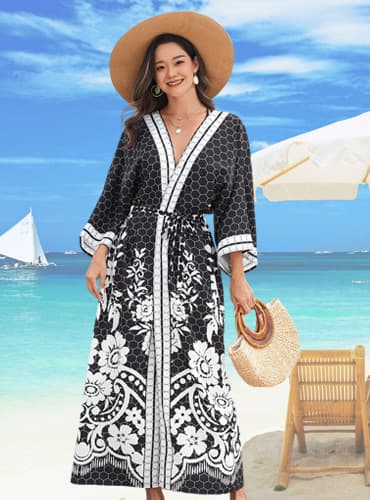 Open Front 2025 Kaftan Dress Cardigan Beach Swim Cover Up
